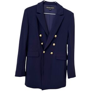 Boston Proper Beyond Travel Sleek Double Breasted Tailored Blazer Navy Size 4